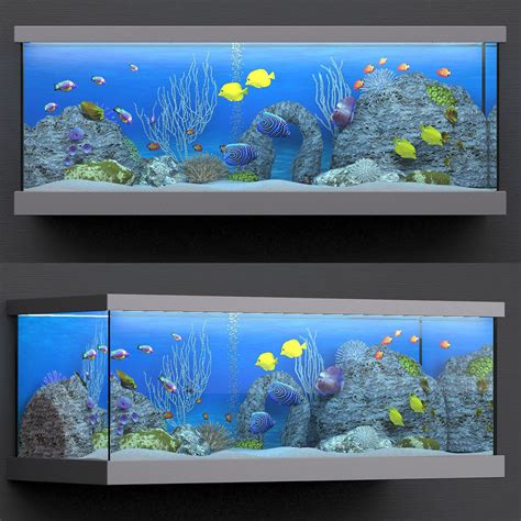 Aquarium Fish Tank With City 3d Model Aquarium Fish Tank Aquarium