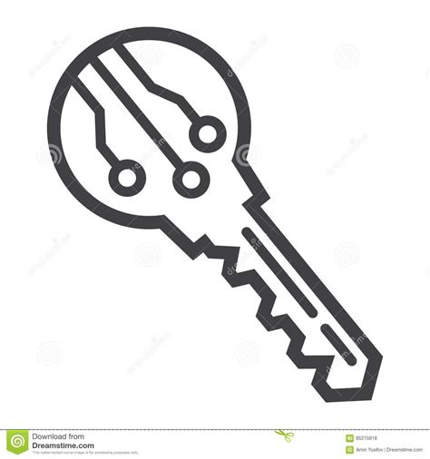 Electronic Key Line Icon Security And Access Stock Vector