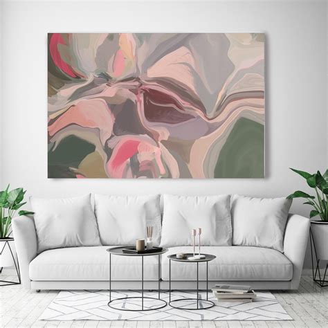 Paintings Original Large Canvas Print Pink Green Abstract Etsy