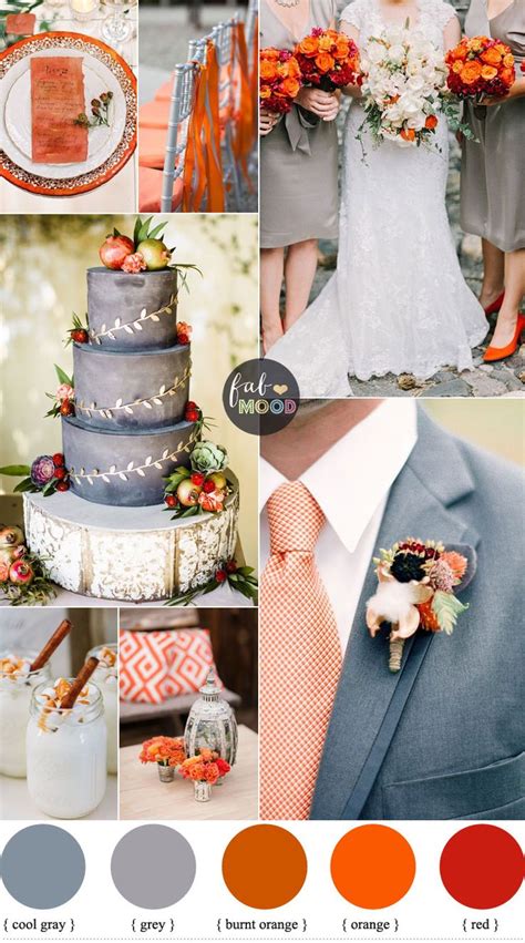 November Wedding Colours Grey And Shades Of Orange Wedding Palette