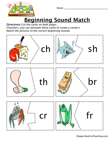 Phonics Matching Worksheet