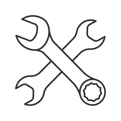 Crossed Wrenches Linear Icon Thin Line Illustration Double Open Ended