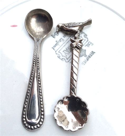 Vintage Salt Cellar Spoons Sterling Silver Miniature Spoons Etsy