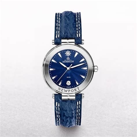 gents michel herbelin newport watch with blue strap