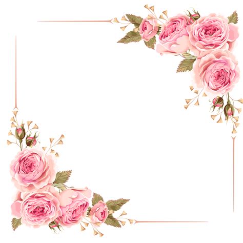 Download Pink Flower Rose Wedding Invitation Border Clipart Png Free