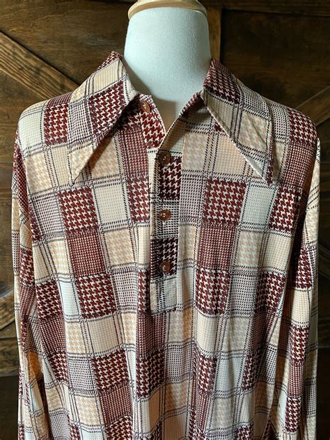Vintage Mens 1970s Shirt Butterfly Collar Etsy