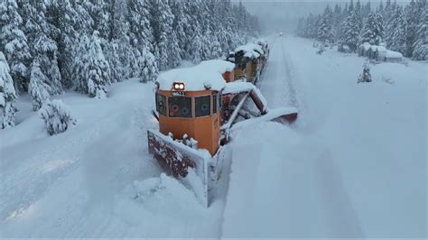 Train Plowing Railroad Tracks After Winter Storm December 2022