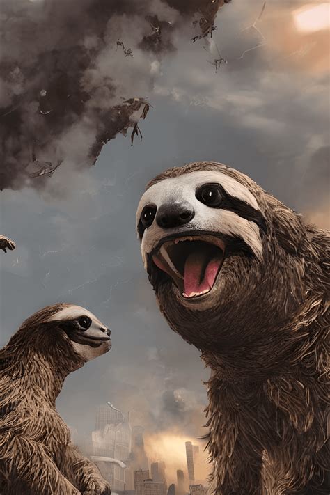 A Godzillasized Aggressive Evil Sloth Monster · Creative Fabrica