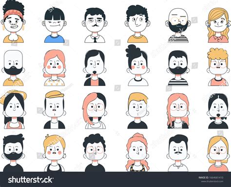 Hand Drawn People Avatar Collection Cartoon Stock Vector Royalty Free