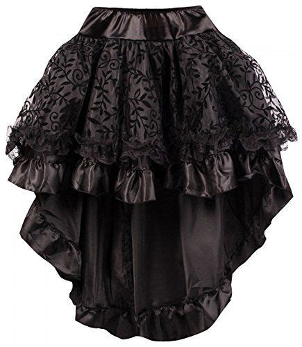 R Dessous Damen Rock Schwarz Burleske Victorian Gothic Steampunk Skirt Corsage Chiffon