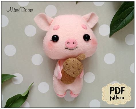 Cute Pig Pattern Felt Pattern Pig Sewing Pattern Felt Pig Etsy