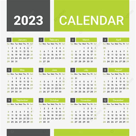 2023 Calendar Planner Vector Hd Png Images Calendar 2023 In Green And
