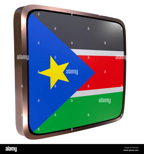 representación 3d de un icono de la bandera de sudán del sur con un armazón metálico aislado