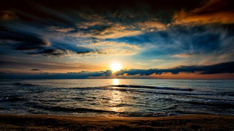 Download Horizon Cloud Ocean Nature Sunset Hd Wallpaper
