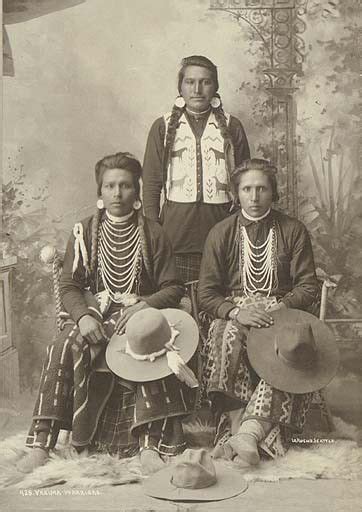 Studio Portrait Of Three Yakama Men Posed In Ceremonial Clothing