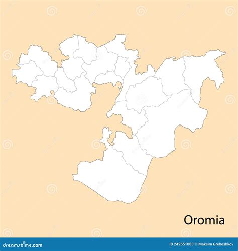 High Quality Map Of Oromia Is A Region Of Ethiopia Stock Vector