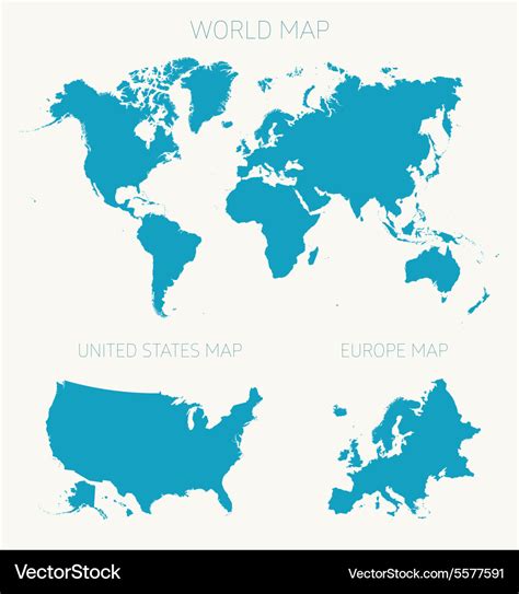 Set World American Europe Map Royalty Free Vector Image