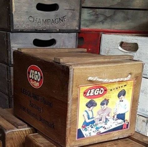 Lego Vintage Vintage Solid Wood Lego Toys Storage Trunk Box 1990