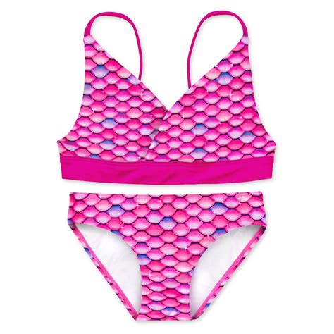 Malibu Pink Mermaid Bikini Set For Girls