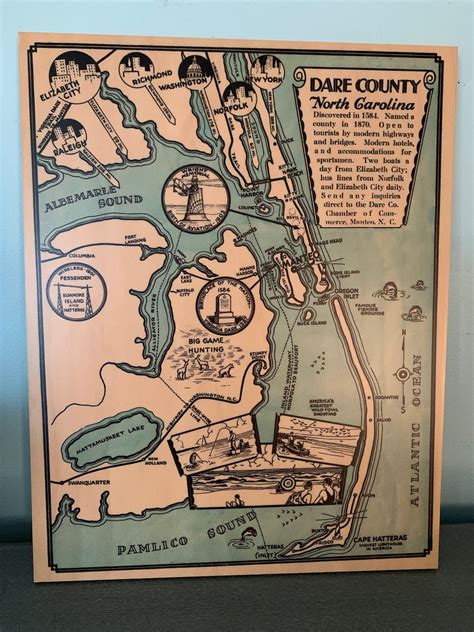 Vintage Outer Banks Nc Map Circa 1930 Etsy