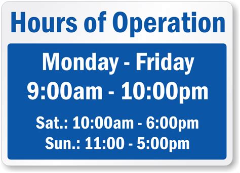 Business Hours Signs