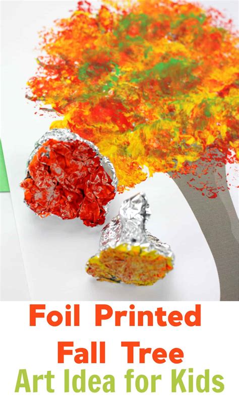Fall Tree Art With Foil Printed Leaves Emma Owl