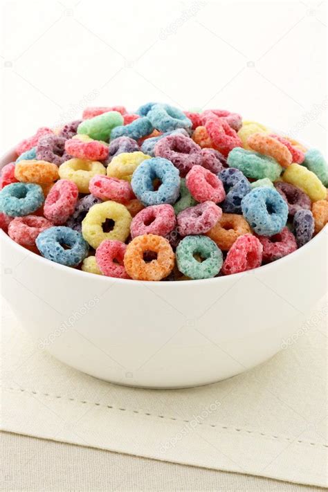 Kids Delicious And Nutritious Cereal Loops Or Fruit Cereal Stock Photo