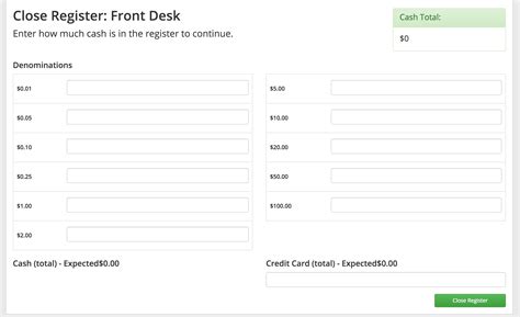 End Of Day Cash Register Report Template