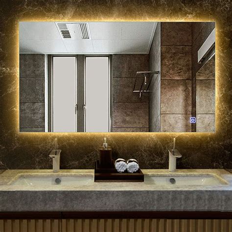 Large Illuminated Led Bathroom Backlight Mirror Rectangular Frameless