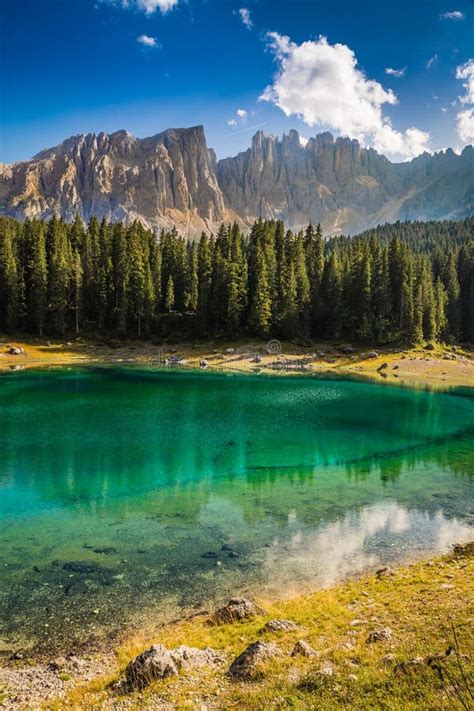Lake Carezza Bolzano South Tyrol Italy Stock Photo Image Of