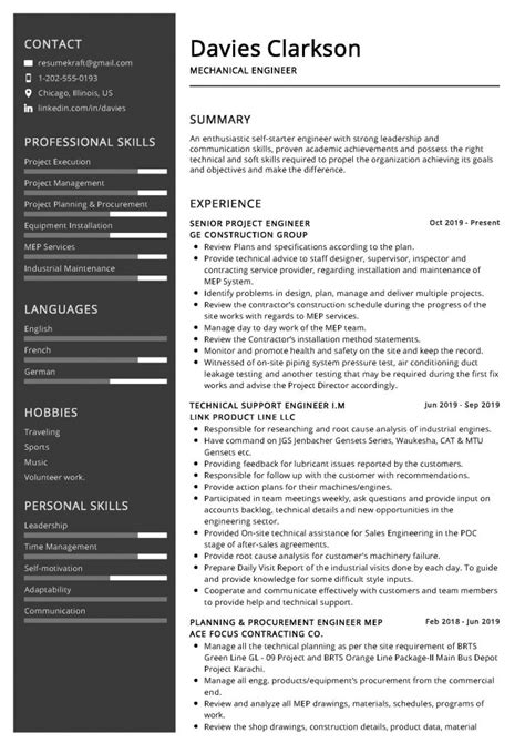 Resumes to promote your qualifications. Mechanical Engineer Resume Sample & Writing Tips 2020 ...