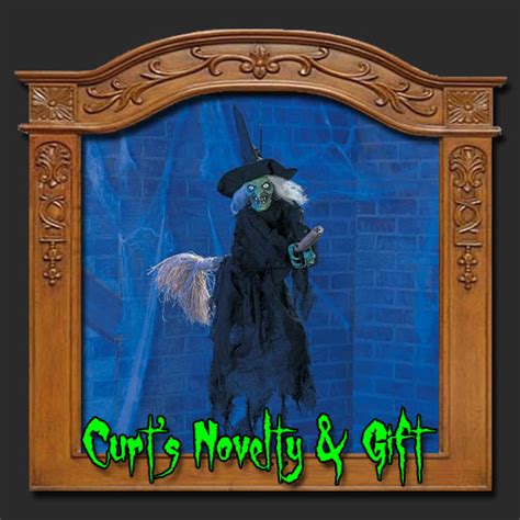 Hanging Witch Riding Broom Halloween Haunted House Prop Ebay