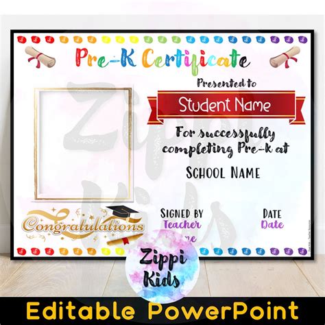 Editable Pre K Diploma With Photo Pre K Certificate Etsy