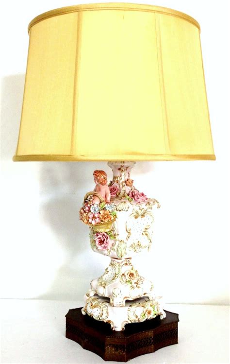 1950s Pair Of Italian Porcelain Capo Di Monte Putti Table Lamps For