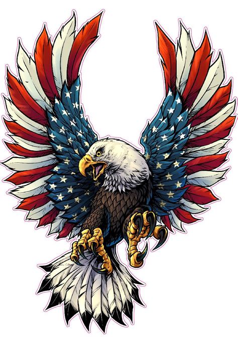 Screaming American Flag Bald Eagle With Black Wing Tips Etsy Eagle Drawing American Flag