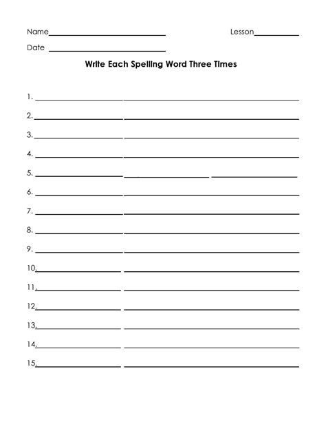 3 Times Each Spelling Template Printable Form Templates And Letter