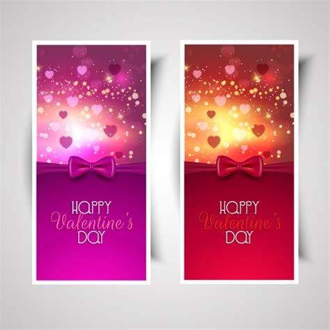 Free Vector Happy Valentine Day Pink And Red Bow Banners