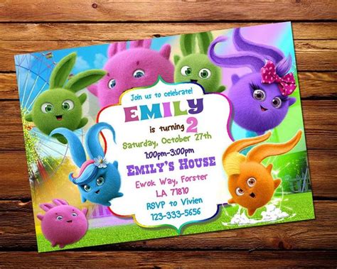 Sunny Bunnies Birthday Invitation Sunny Bunnies Printable Etsy Bunny Invitations Bunny