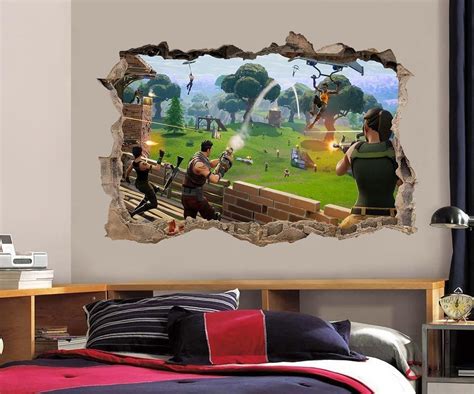 899 Fortnite 3d Smashed Wall Sticker Decal Home Decor Pertaining To The