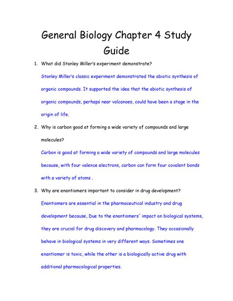 General Biology Chapter 4 Study Guide General Biology Chapter 4 Study