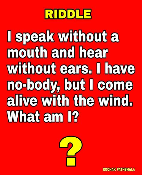 I Speak Without A Mouth And Hear Without Ears Riddle With Answer Rochak Pathshala