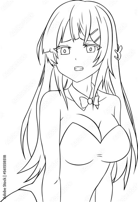 Hot Anime Girl Lineart Drawing Stock Vector Adobe Stock