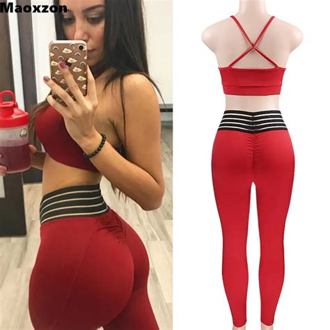 maoxzon womens sets sexy tracksuits fitness active beauty jogger slim tank tops and pants 2