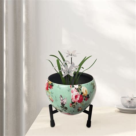 Planter Pots For Home Indoor Planter With Metal Stand Flower Pot For
