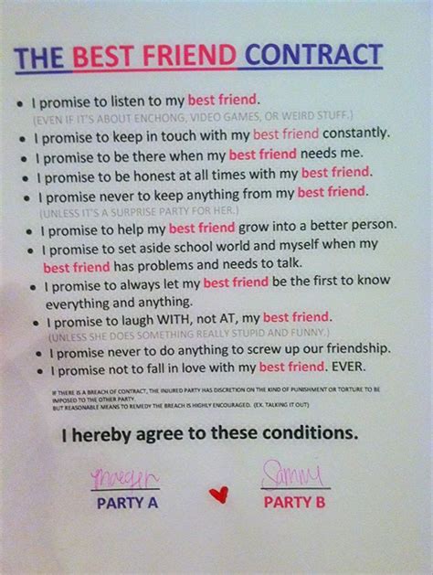 Pin By Brookie On Best Friends Best Friends Contract Friend Contract