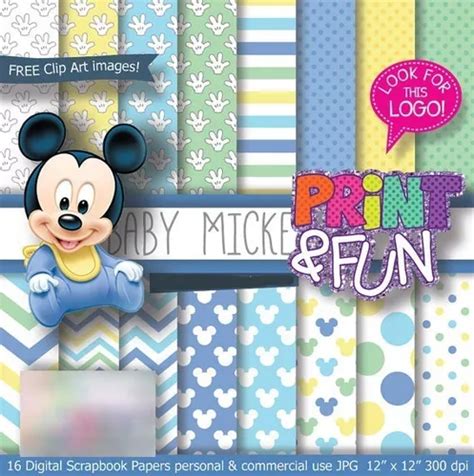 Cliparts Png Fondos Papeles Digital Mickey Bebe Celeste 2 En Venta En