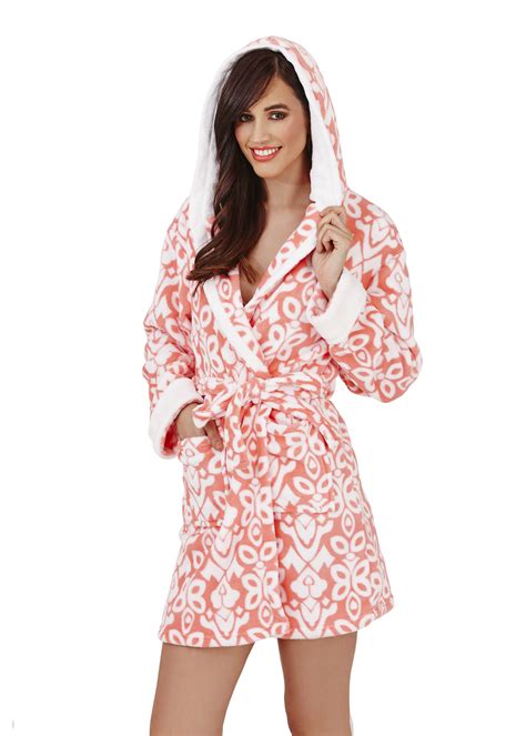 Womens Short Luxury Fleece Dressing Gown Belt Bath Robe Housecoat