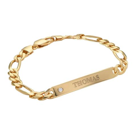 Amigo Id Bracelet For Men In Gold Vermeil With Diamond My Name