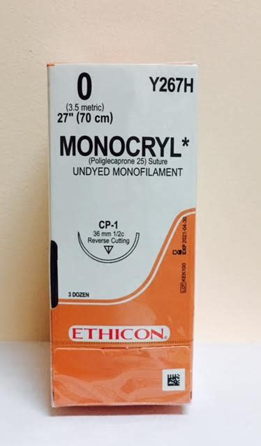 Ethicon Y267h Monocryl Suture Precision Point Reverse Cutting