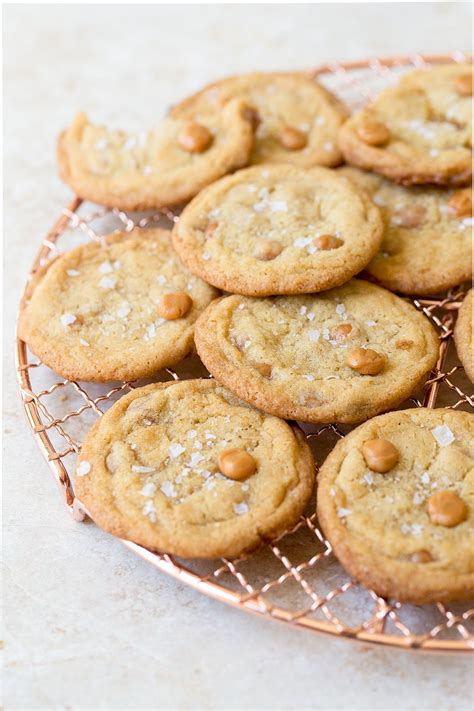 Chewy Salted Caramel Cookies Salt Cookies Recipe Cookie Recipes Caramel Cookies Recipes